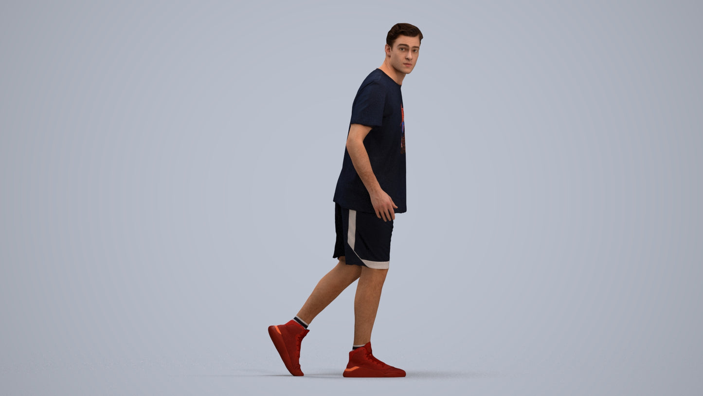 photogrammetry 3D man sport, realistic human model archviz FBX, standing pose render