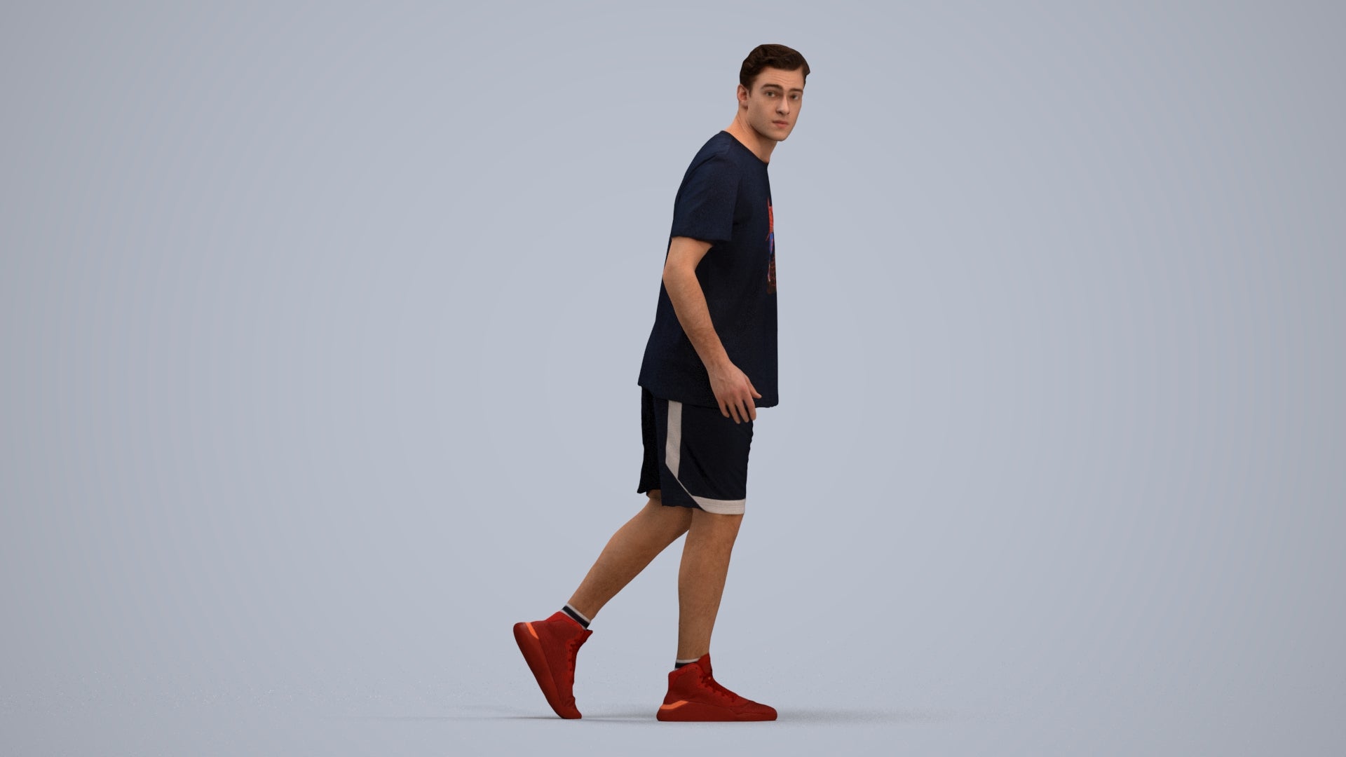 photogrammetry 3D man sport, realistic human model archviz FBX, standing pose render