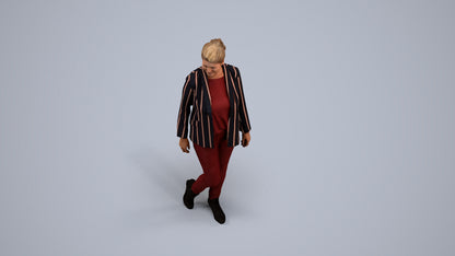 photogrammetry 3D woman business walking, realistic human model archviz FBX, back view render