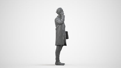 realistic 3D people man business standing, render-ready for V-Ray and Corona, FBX OBJ, wireframe side view