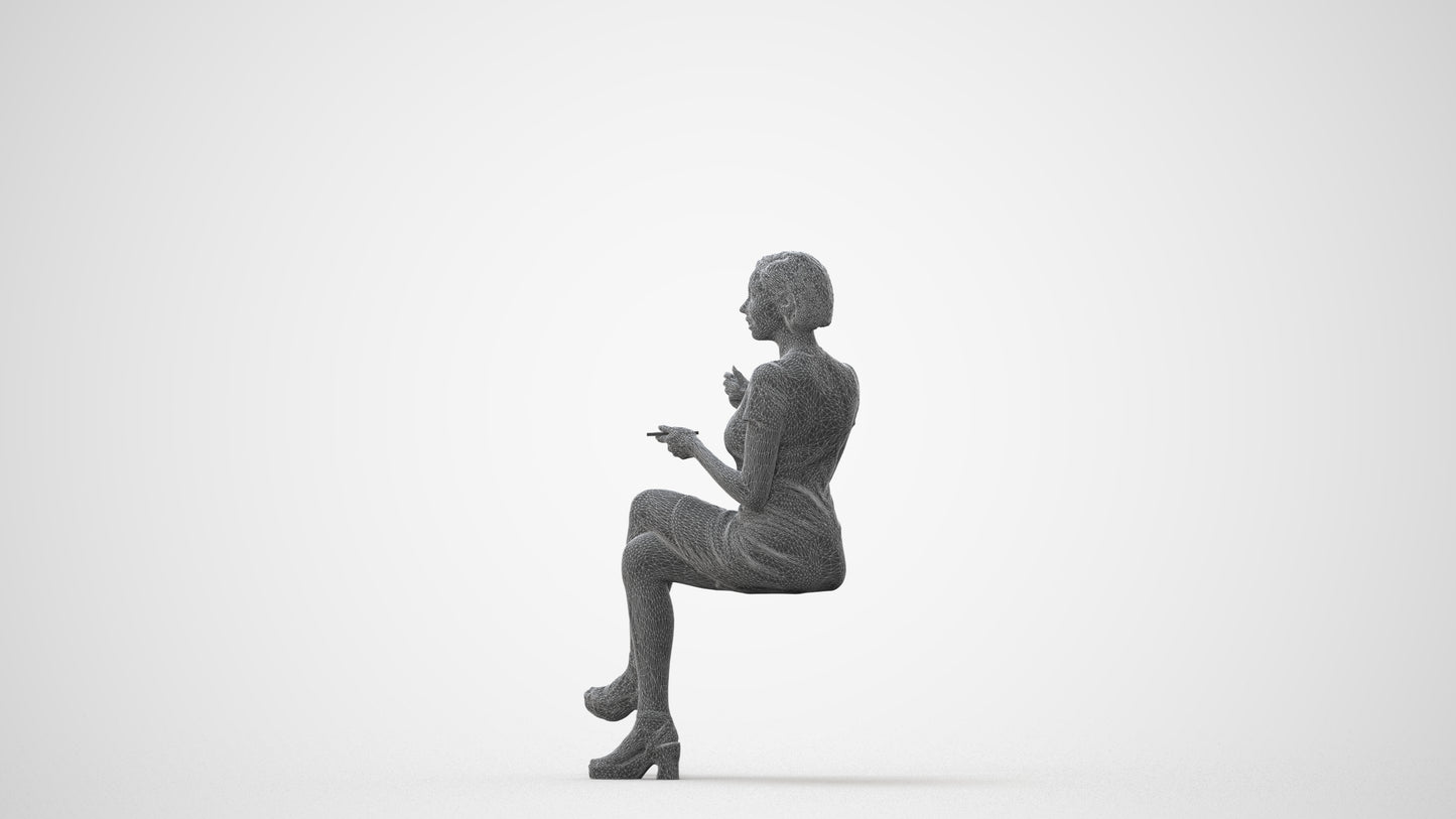 realistic 3D people woman business sitting, render-ready for V-Ray and Corona, FBX OBJ, square thumbnail
