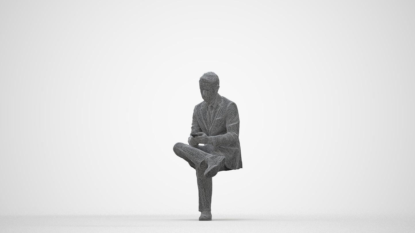 realistic 3D people man business, render-ready for V-Ray and Corona, FBX OBJ, wireframe back view