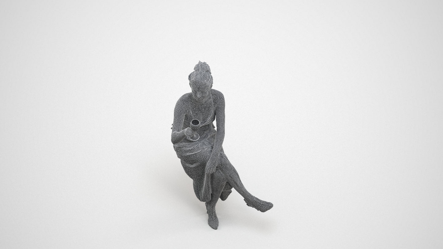 realistic 3D woman formal formalaffairs, scanned archviz people for Blender and 3ds Max, wireframe three-quarter view