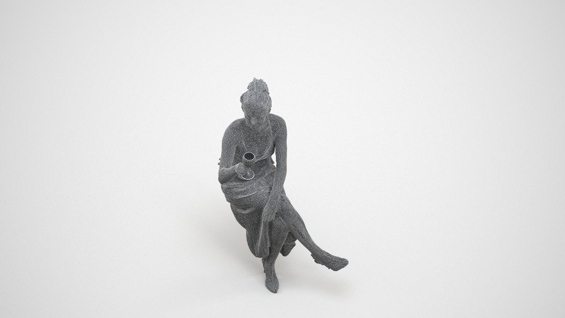 realistic 3D woman formal formalaffairs, scanned archviz people for Blender and 3ds Max, wireframe three-quarter view
