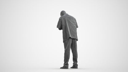 3D people model man hospitality, scanned human for 3ds Max rendering, wireframe front view