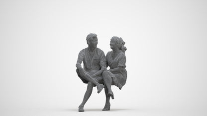 3D scanned woman couple casual, photorealistic archviz people for Enscape and SketchUp, three-quarter front view render