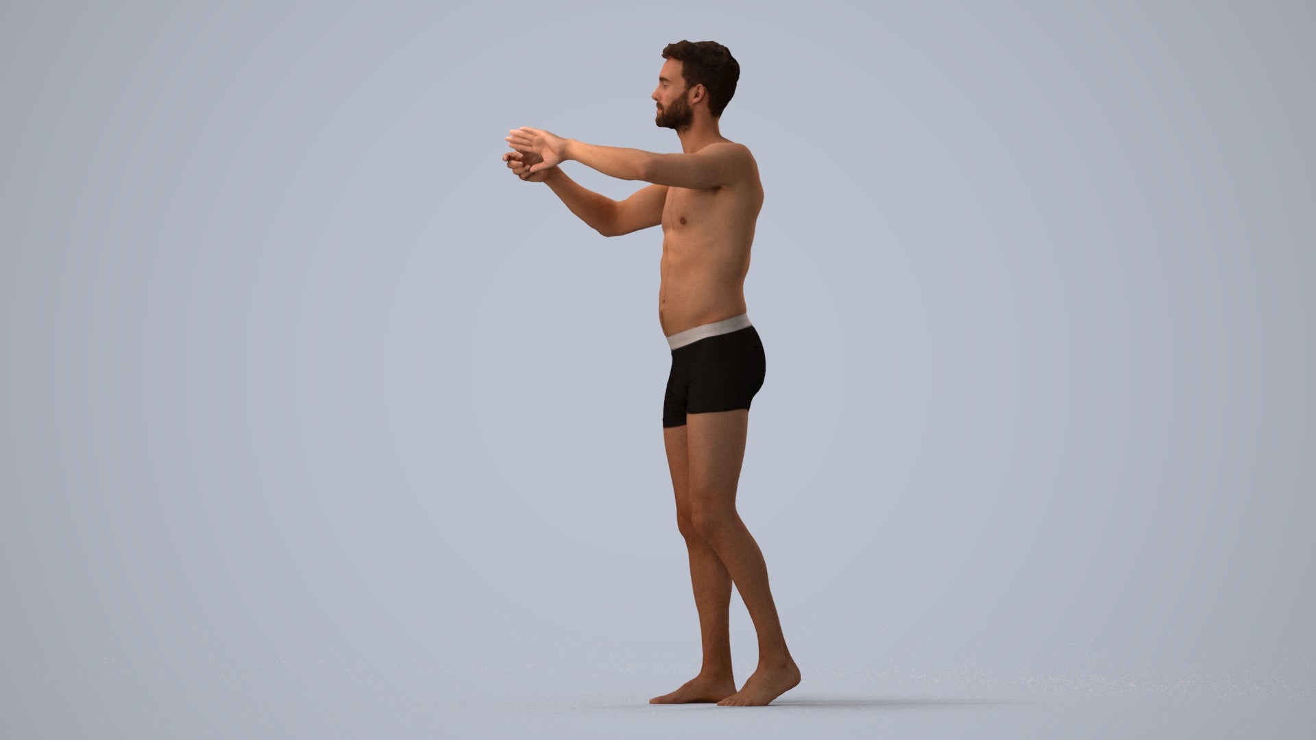 realistic 3D man bathroom, scanned archviz people for Blender and 3ds Max, three-quarter view render