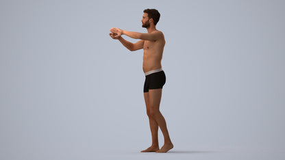 realistic 3D man bathroom, scanned archviz people for Blender and 3ds Max, three-quarter view render