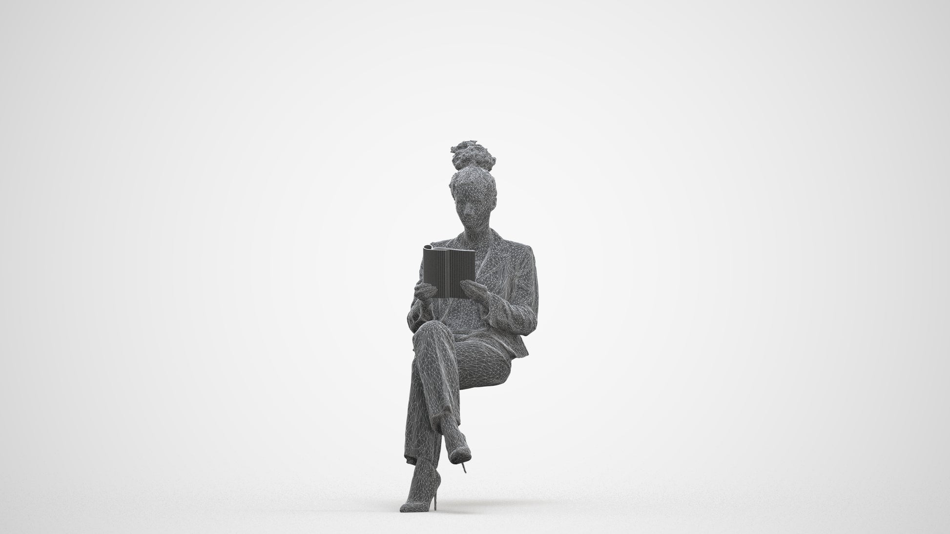 3D scanned woman business, photorealistic archviz people for Enscape and SketchUp, three-quarter front view render