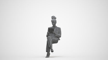 3D scanned woman business, photorealistic archviz people for Enscape and SketchUp, three-quarter front view render