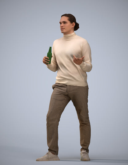 photogrammetry 3D man casual standing, realistic human model archviz FBX