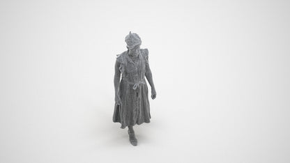 scanned 3D woman business walking, photogrammetry people for Enscape and V-Ray, wireframe three-quarter view