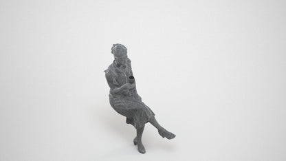 photogrammetry 3D woman casual kids, realistic human model archviz FBX, wireframe three-quarter view