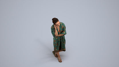 realistic 3D human woman pool, archviz people FBX OBJ for Blender, back view render