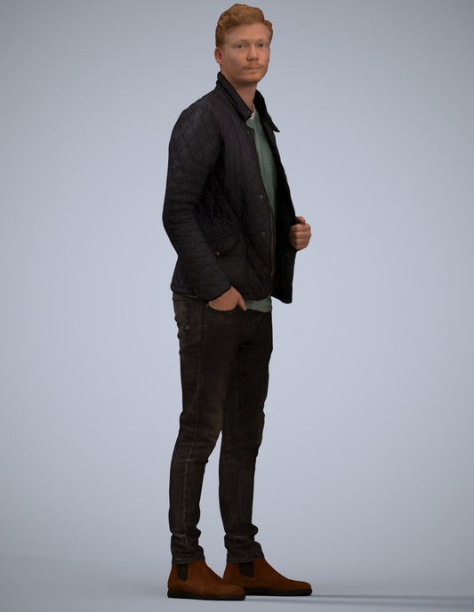 3D people model man casual business, scanned human for 3ds Max rendering