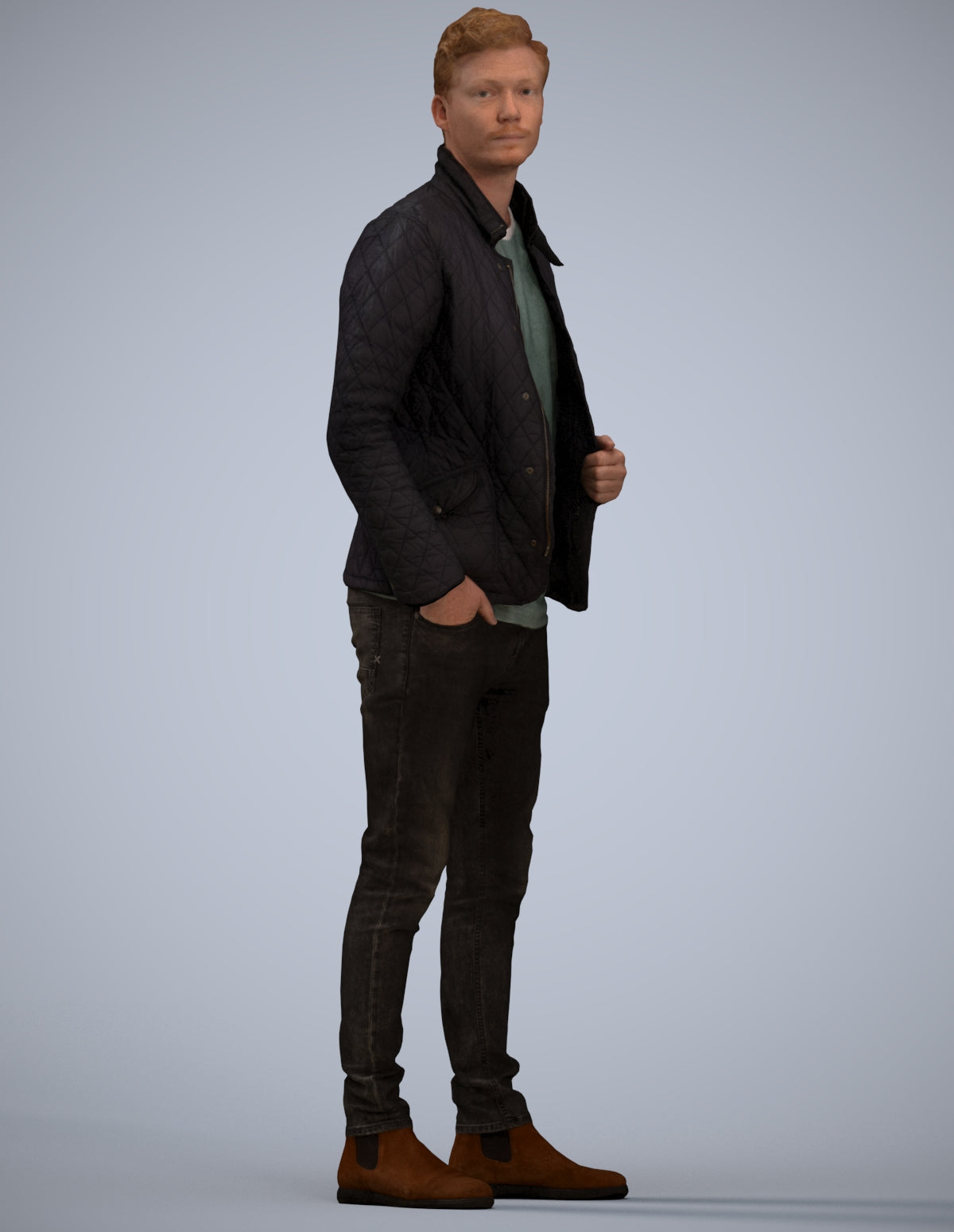 3D people model man casual business, scanned human for 3ds Max rendering