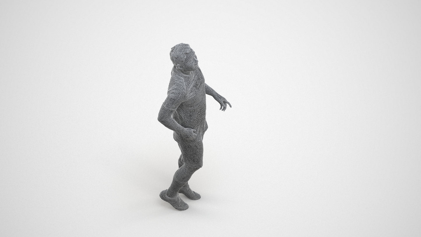 realistic 3D people man sport, render-ready for V-Ray and Corona, FBX OBJ, wireframe three-quarter view