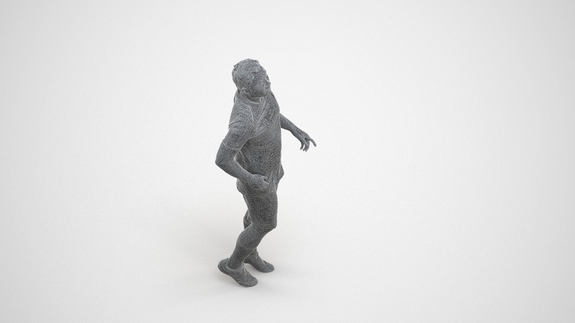 realistic 3D people man sport, render-ready for V-Ray and Corona, FBX OBJ, wireframe three-quarter view