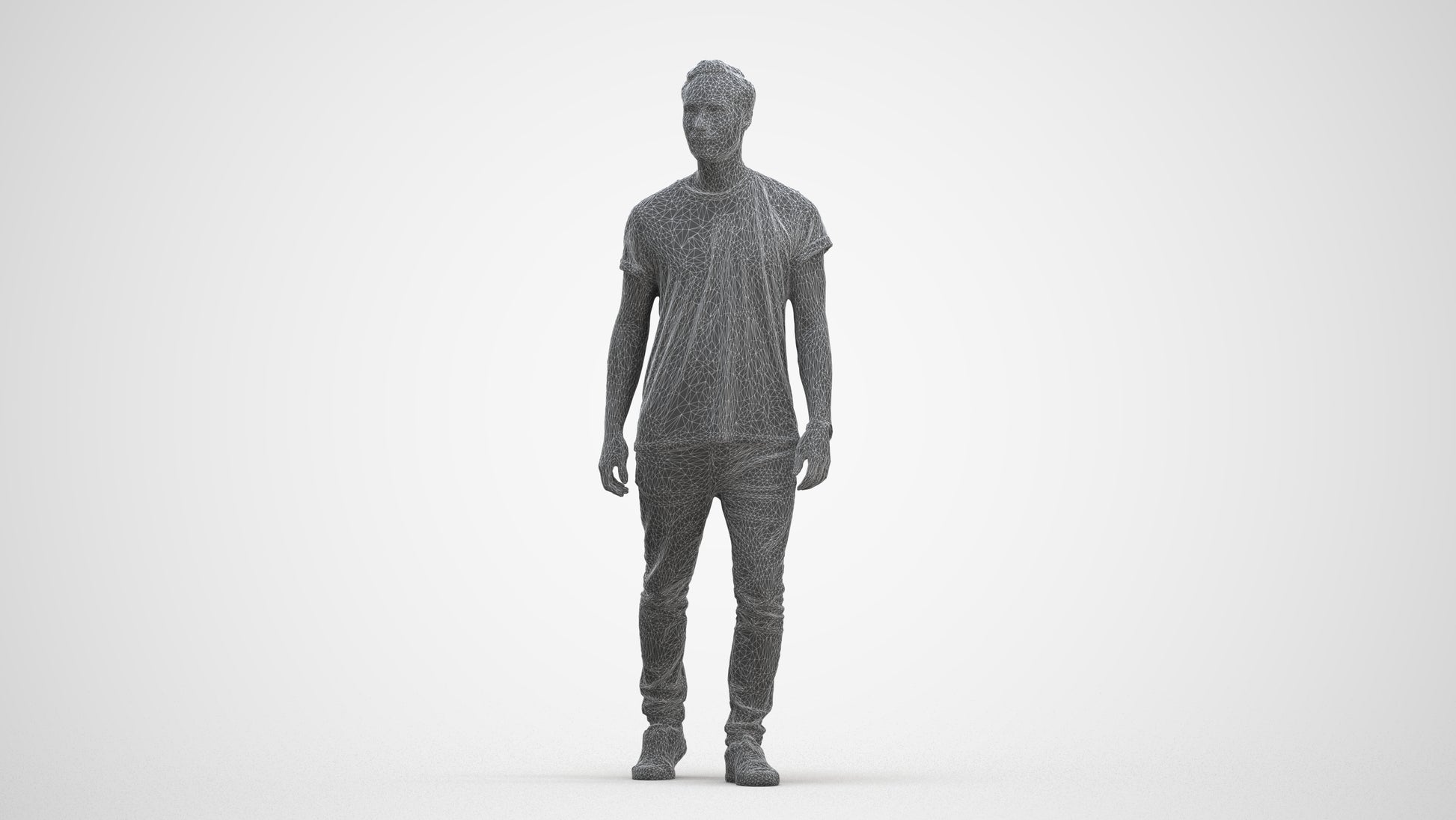 realistic 3D human man casual walking, archviz people FBX OBJ for Blender, three-quarter front view render