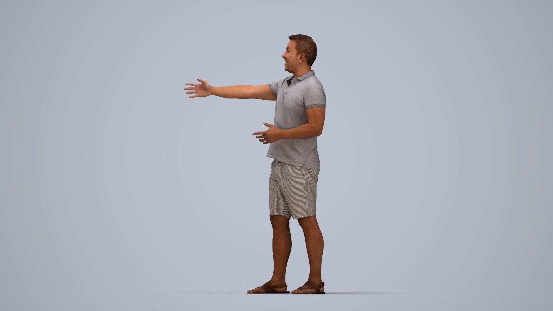 3D people model man casual standing, scanned human for 3ds Max rendering, top-down view render