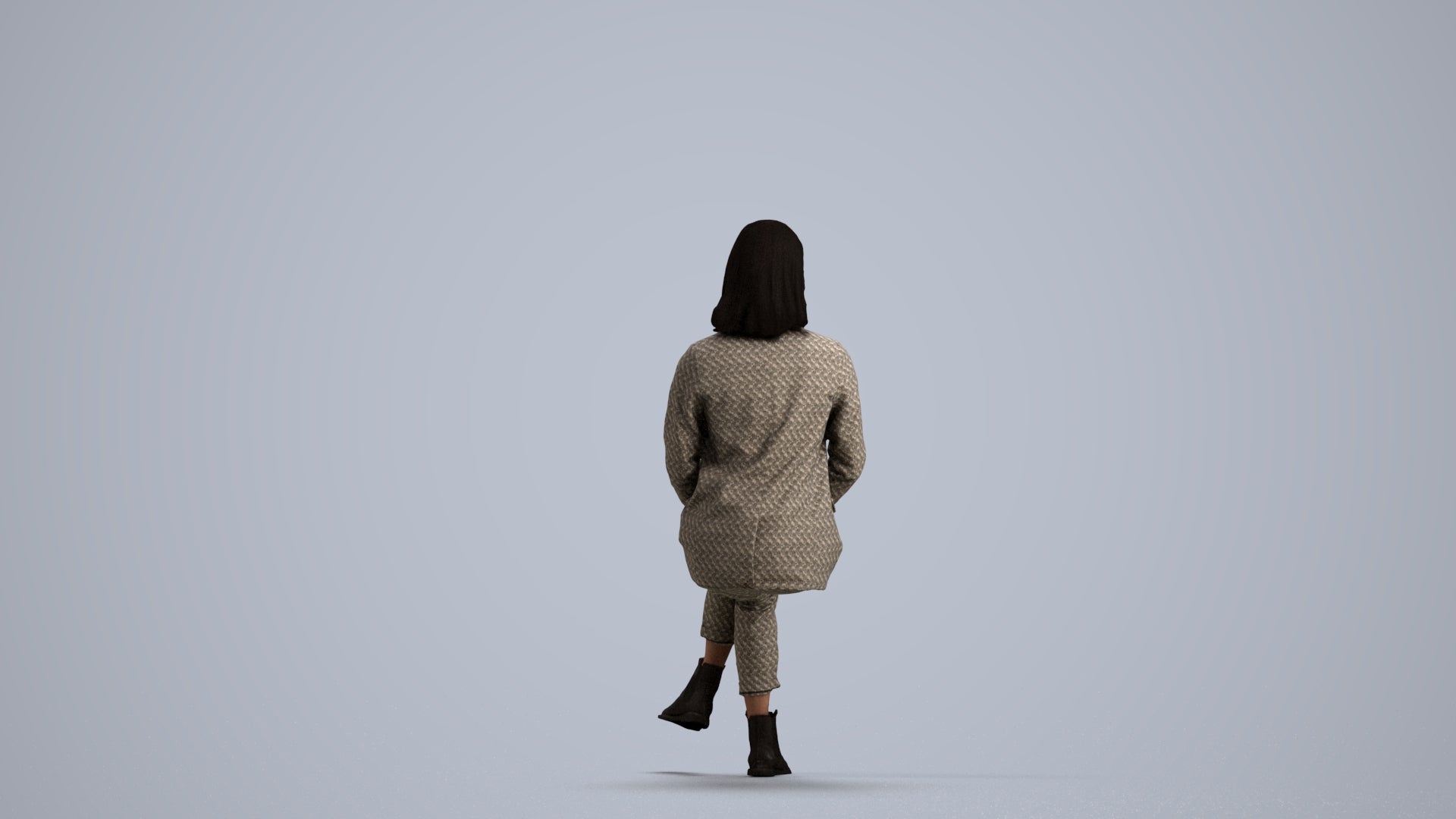 scanned 3D woman business, photogrammetry people for Enscape and V-Ray, front view render