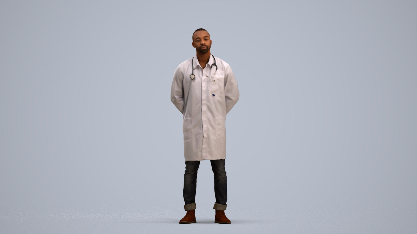 photogrammetry 3D man medical, realistic human model archviz FBX, standing pose render
