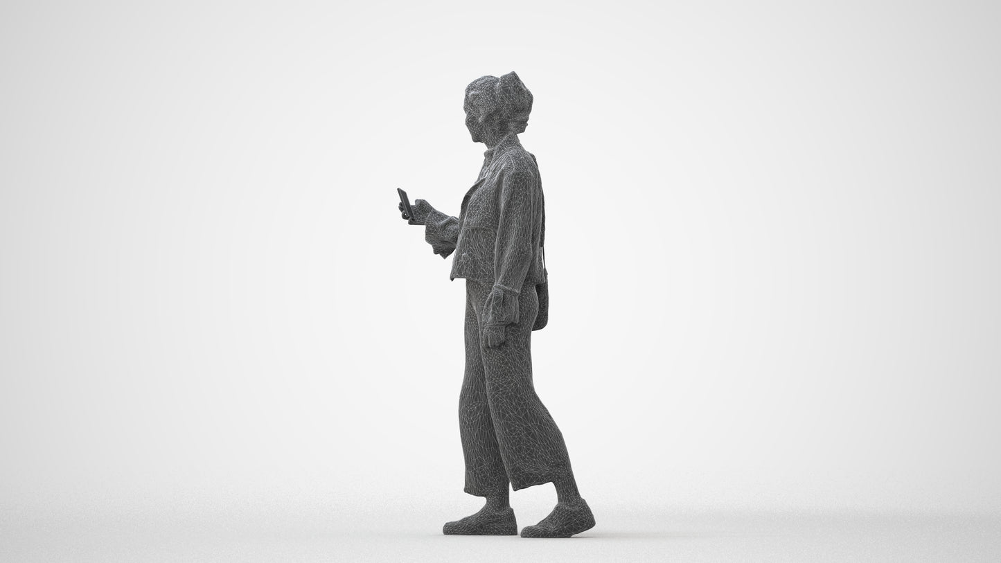 3D people model woman casual walking, scanned human for 3ds Max rendering, square thumbnail