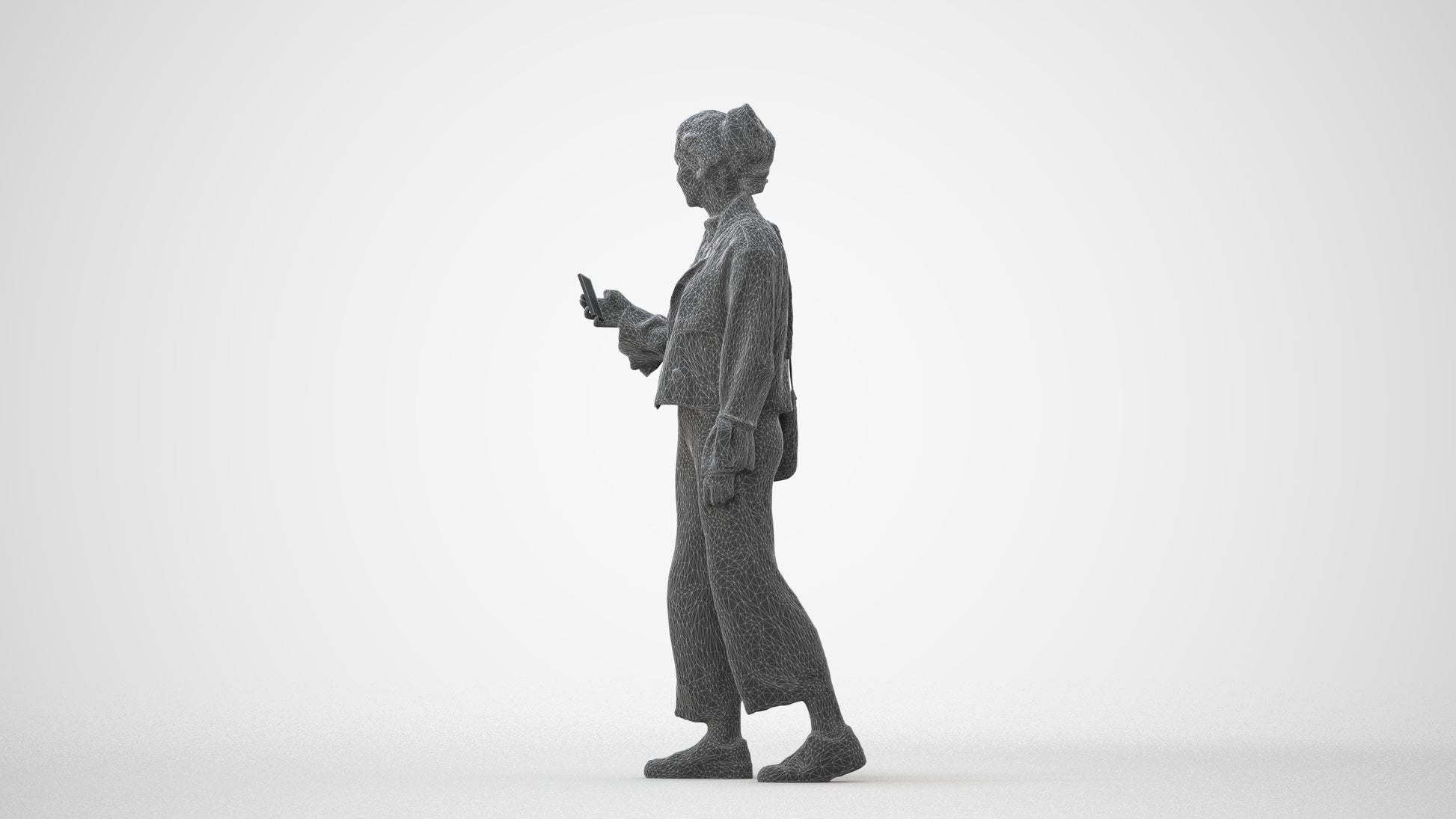 3D people model woman casual walking, scanned human for 3ds Max rendering, square thumbnail