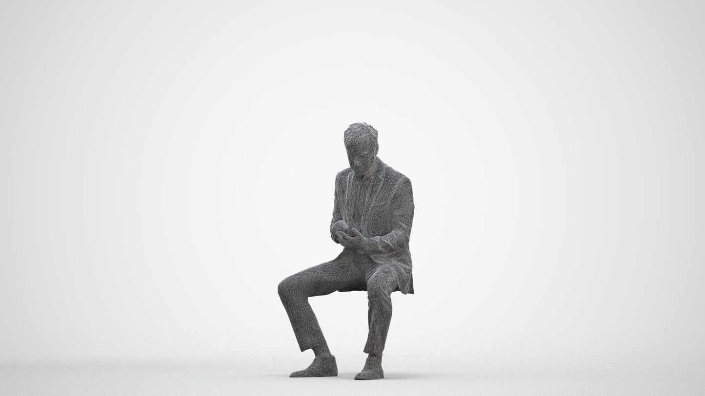 photogrammetry 3D man business, realistic human model archviz FBX, three-quarter front view render