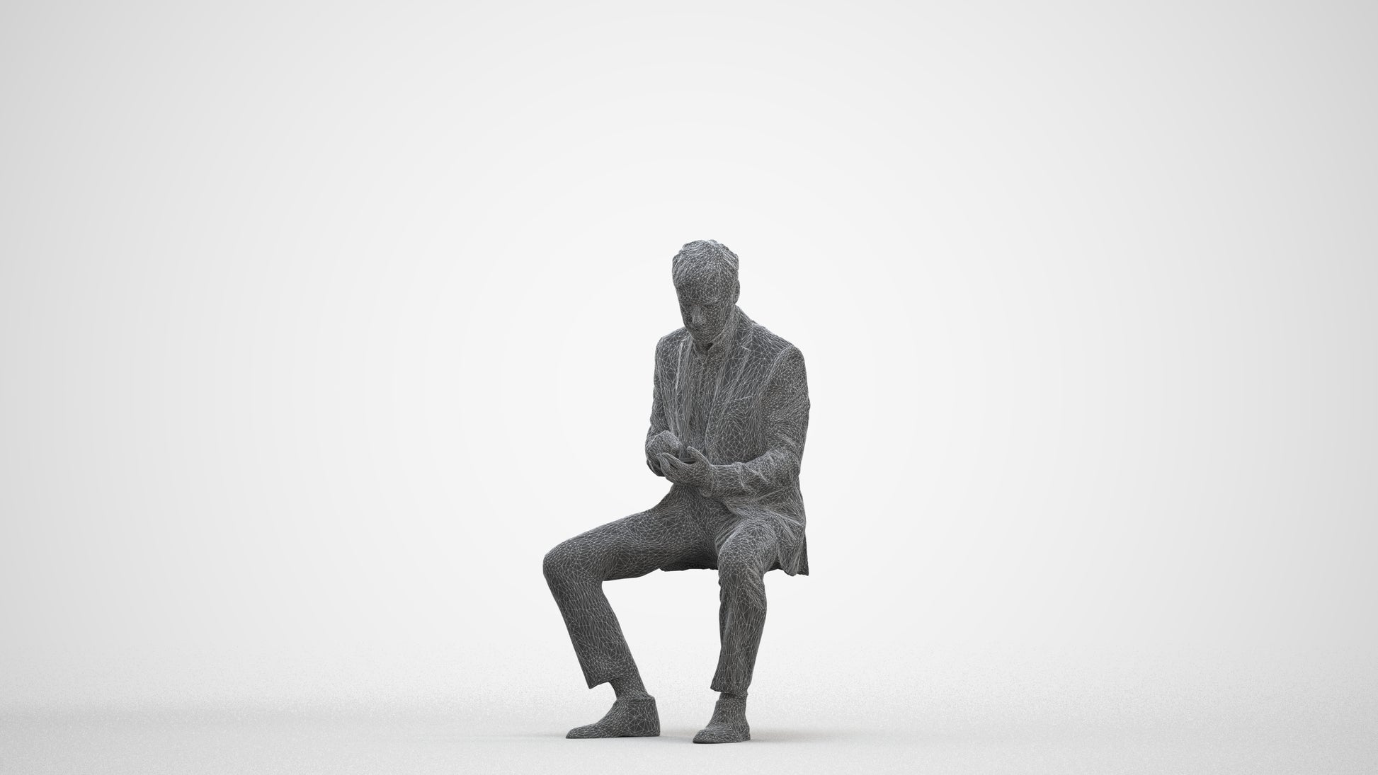photogrammetry 3D man business, realistic human model archviz FBX, three-quarter front view render