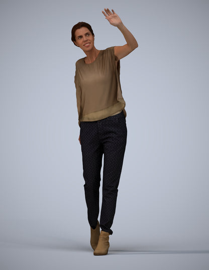 3D scanned woman standing casual, photorealistic archviz people for Enscape and SketchUp