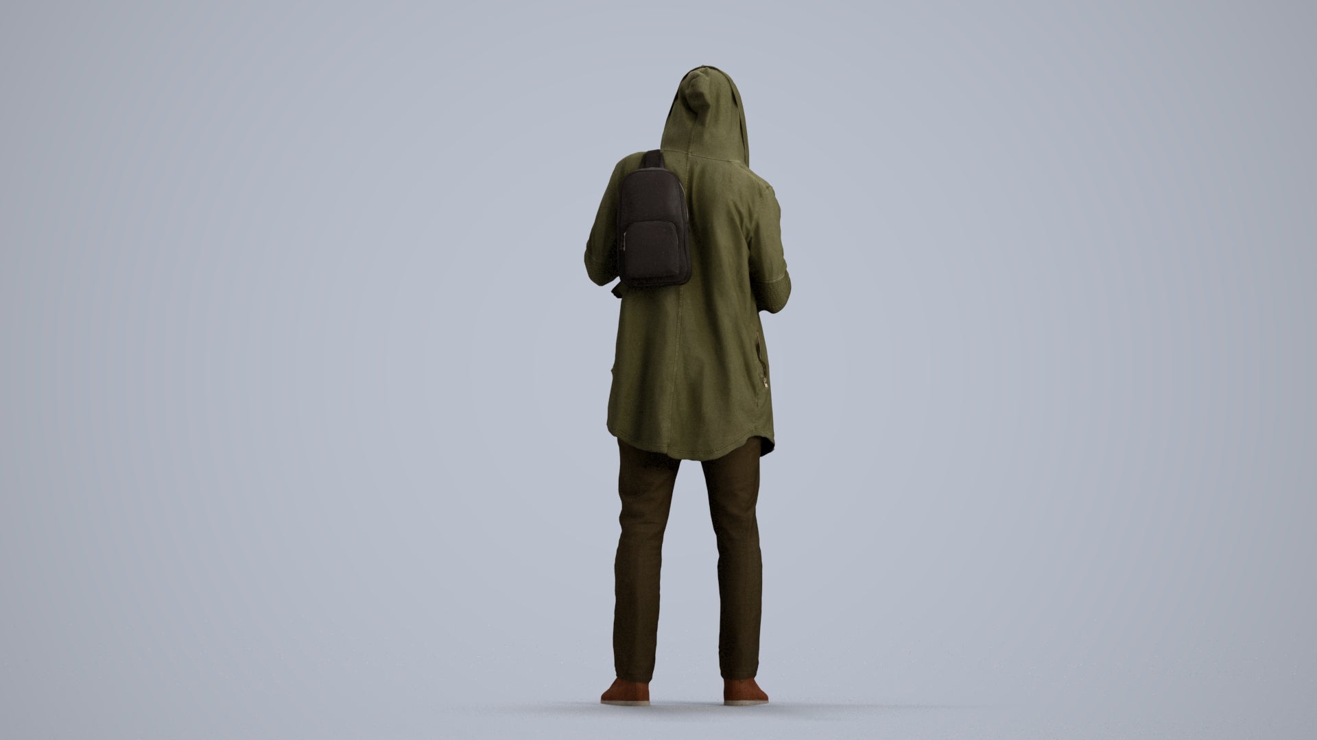 realistic 3D man casual standing, scanned archviz people for Blender and 3ds Max, front view render