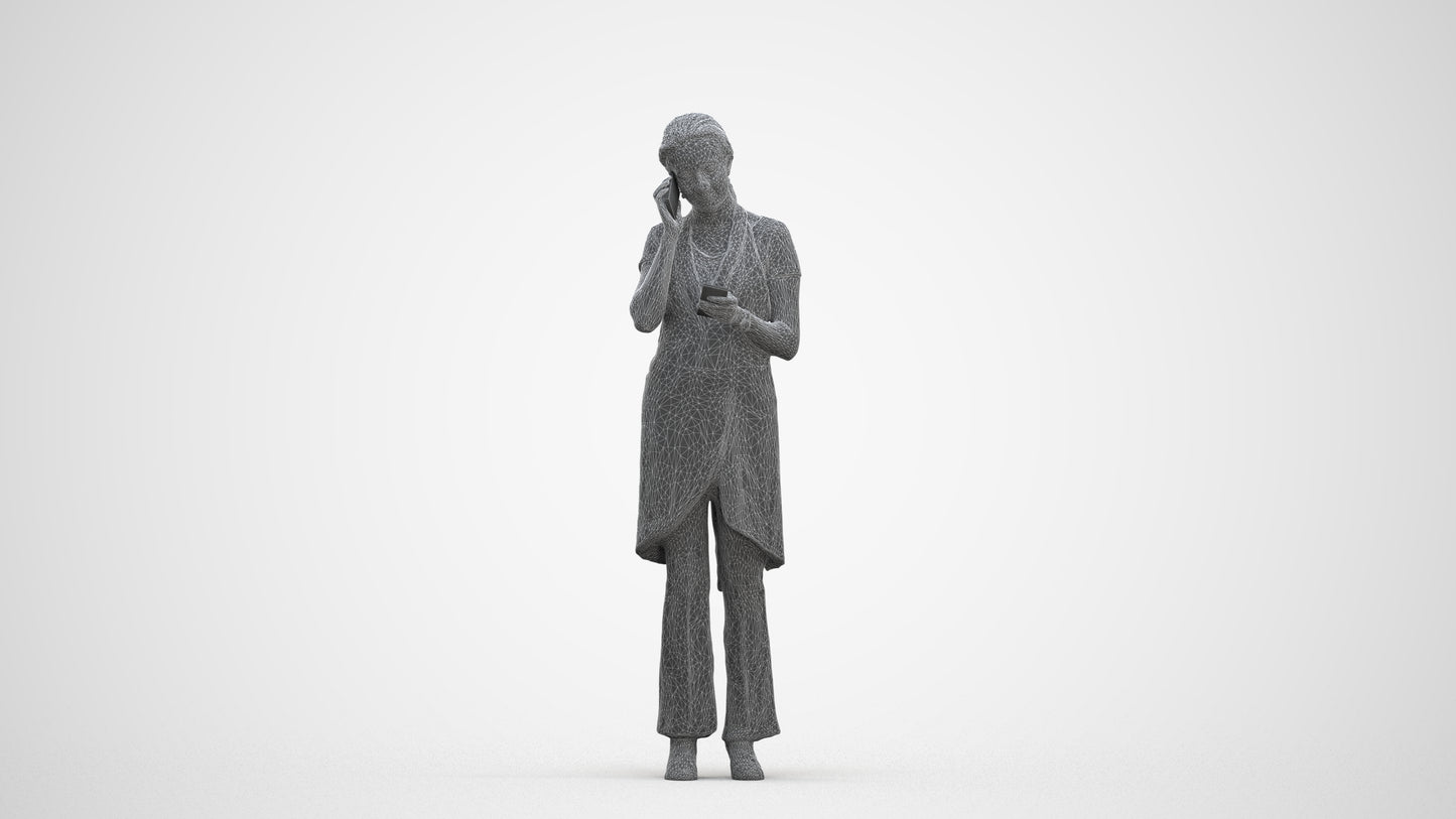 realistic 3D woman hospitality, scanned archviz people for Blender and 3ds Max, three-quarter front view render