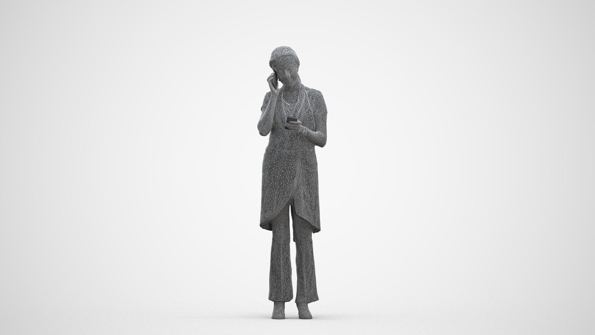 realistic 3D woman hospitality, scanned archviz people for Blender and 3ds Max, three-quarter front view render