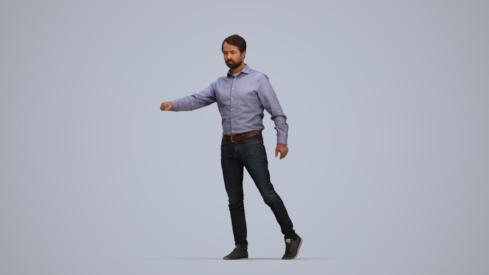 realistic 3D people man casual door, render-ready for V-Ray and Corona, FBX OBJ, top-down view render