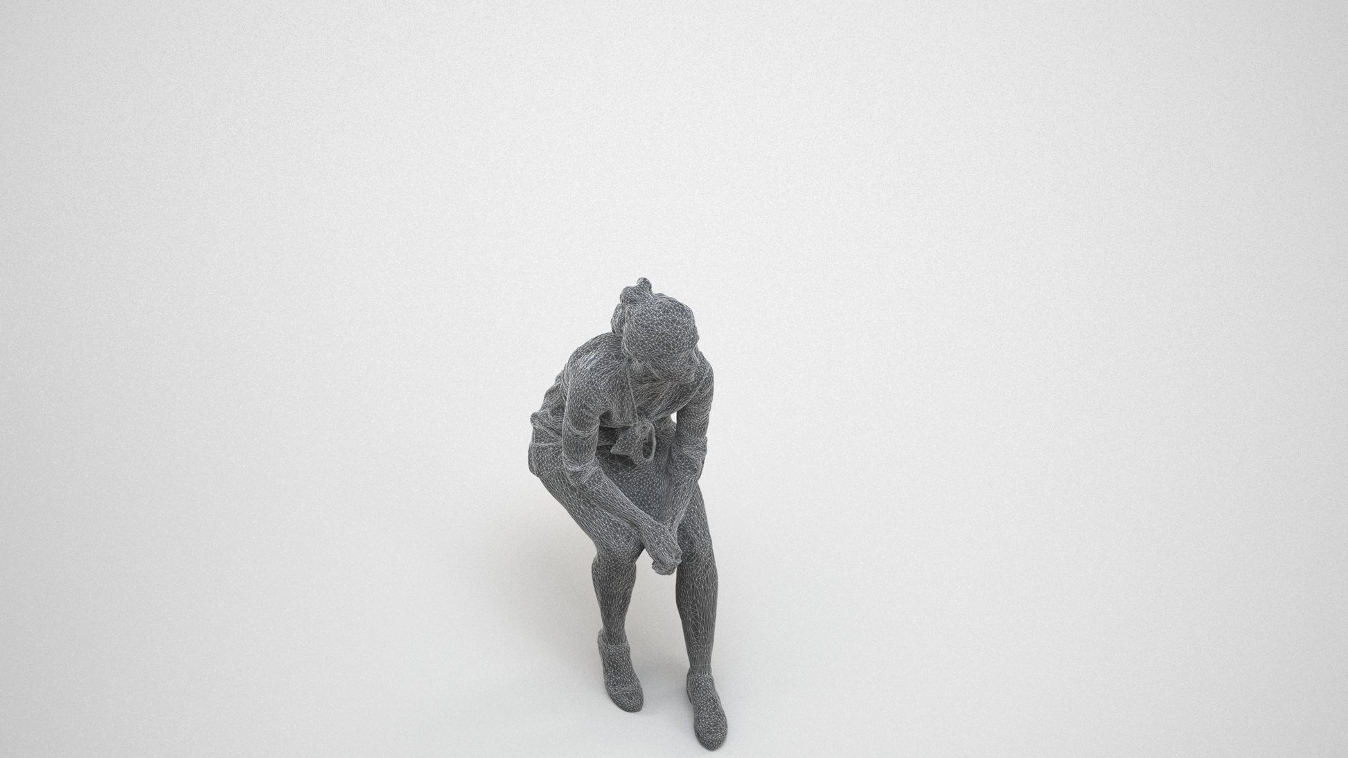 photogrammetry 3D girl casual kids, realistic human model archviz FBX, wireframe three-quarter view