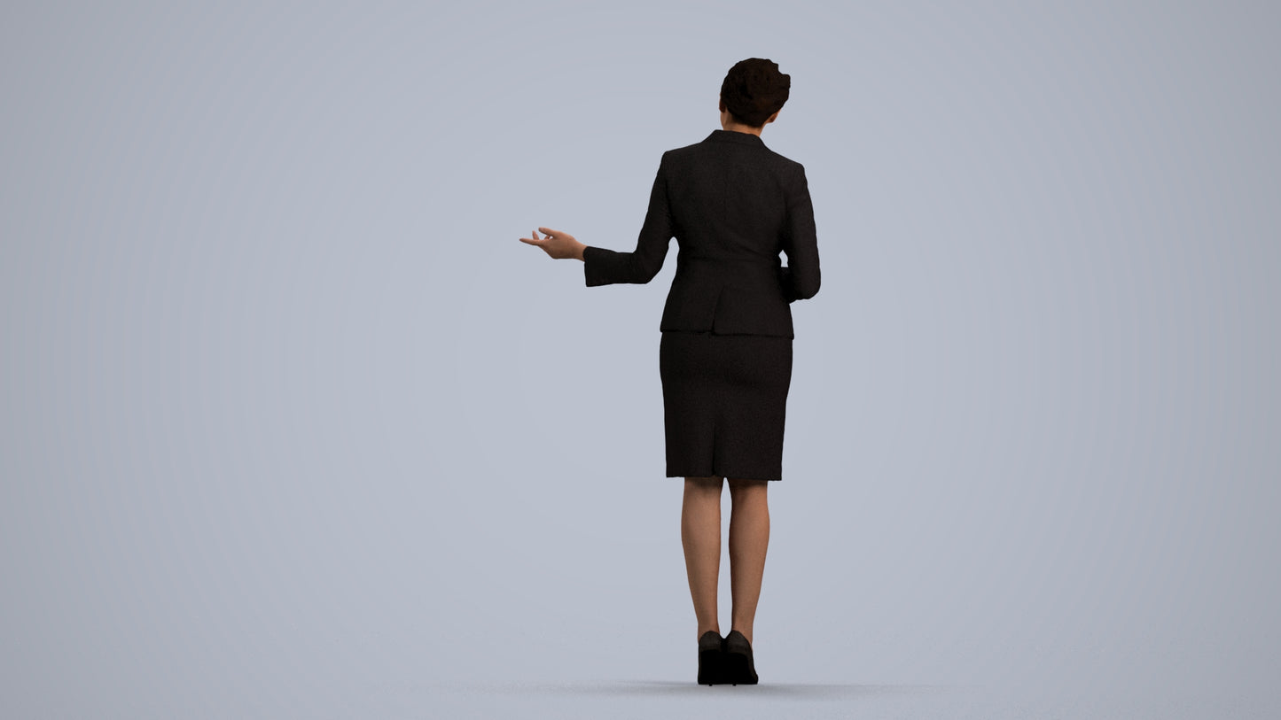 photogrammetry 3D woman hospitality, realistic human model archviz FBX, front view render