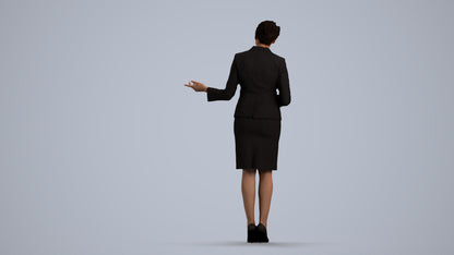 photogrammetry 3D woman hospitality, realistic human model archviz FBX, front view render