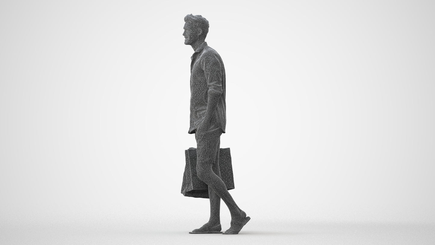 realistic 3D people man casual shopping, render-ready for V-Ray and Corona, FBX OBJ, square thumbnail