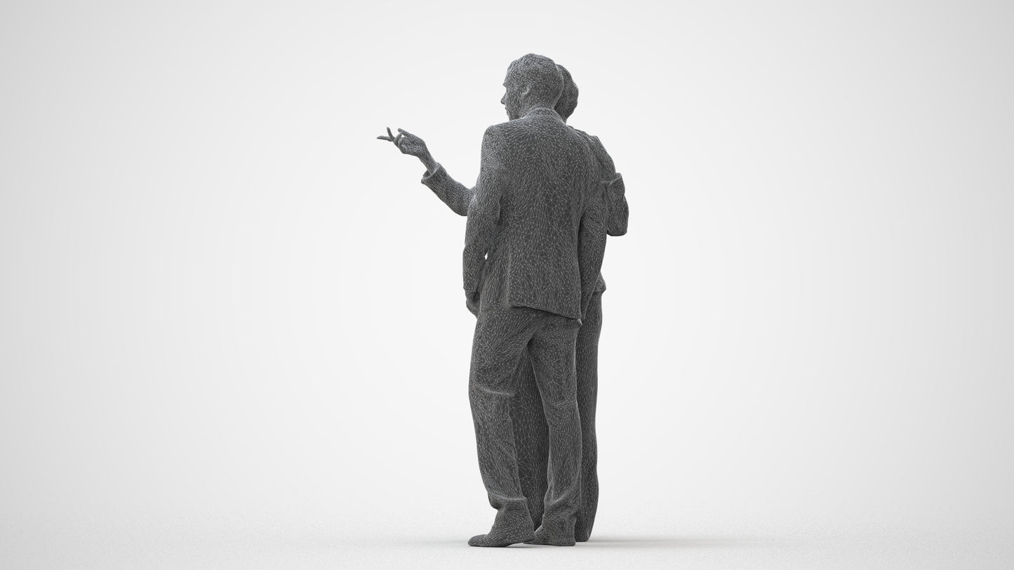 realistic 3D human woman formal couple, archviz people FBX OBJ for Blender, square thumbnail