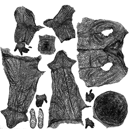realistic 3D man business, scanned archviz people for Blender and 3ds Max, wireframe top-down view