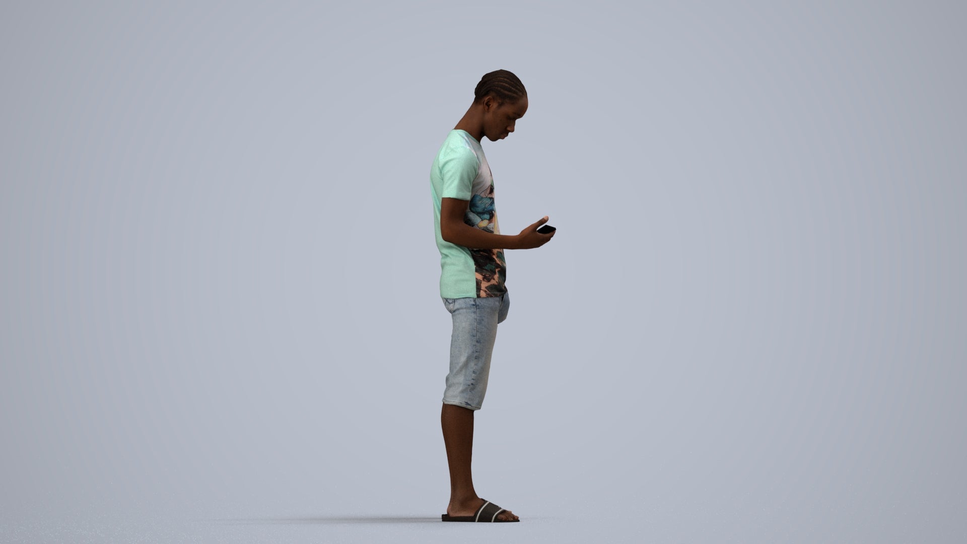 scanned 3D boy casual kids, photogrammetry people for Enscape and V-Ray, side view render