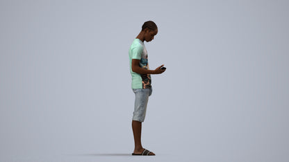 scanned 3D boy casual kids, photogrammetry people for Enscape and V-Ray, side view render