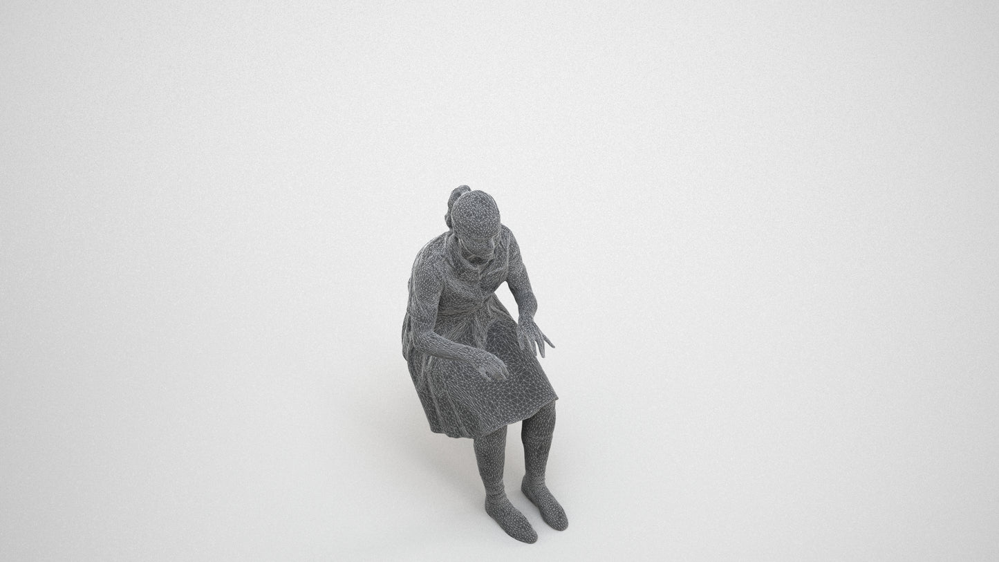 3D people model girl kids, scanned human for 3ds Max rendering, wireframe three-quarter view