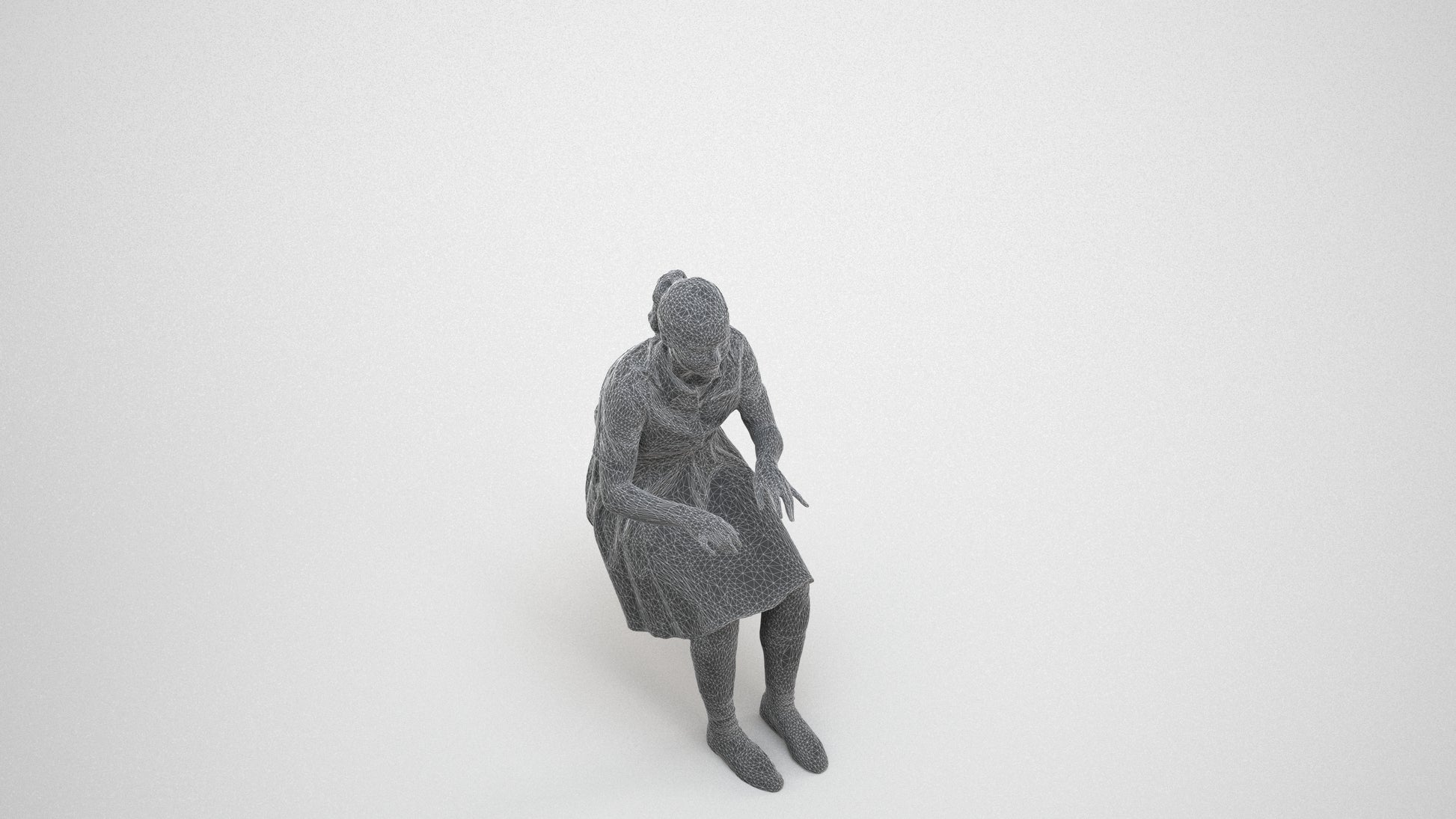 3D people model girl kids, scanned human for 3ds Max rendering, wireframe three-quarter view