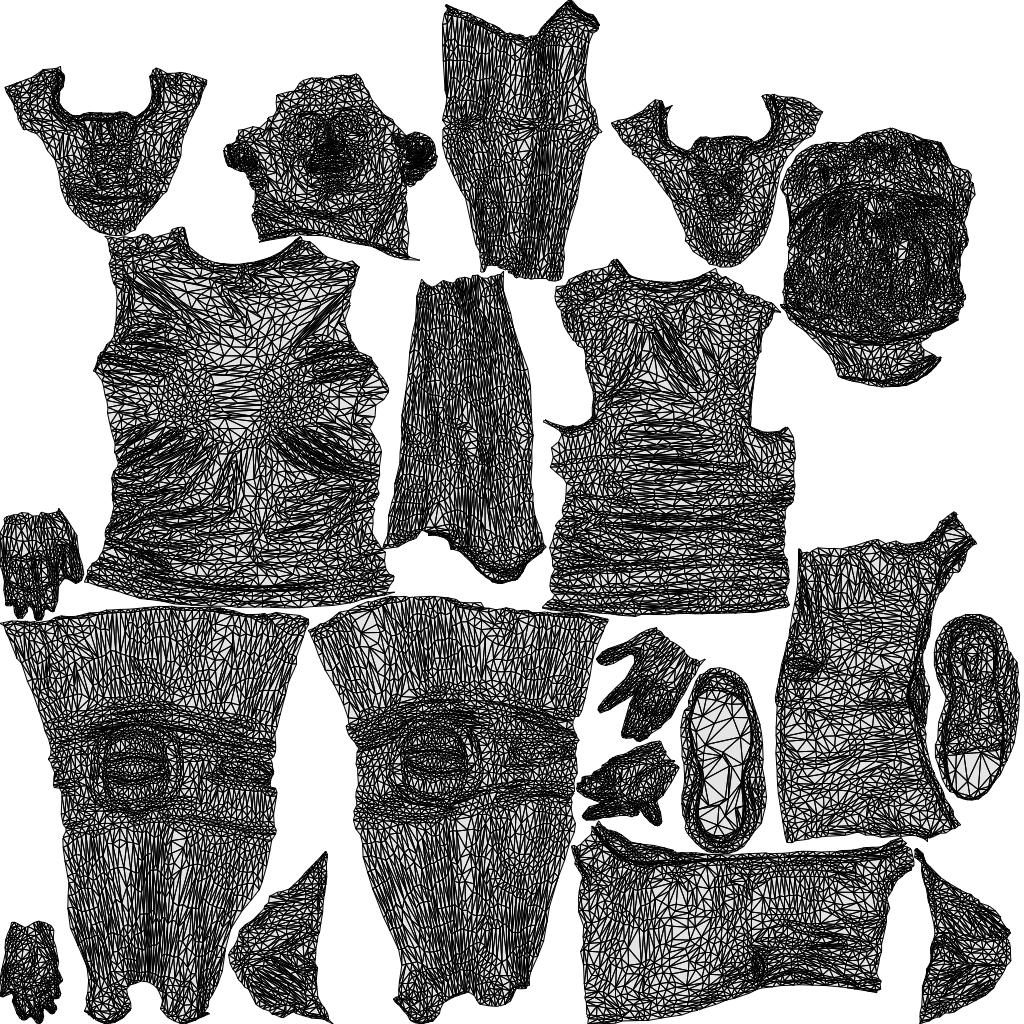 3D people model woman sport, scanned human for 3ds Max rendering, wireframe top-down view