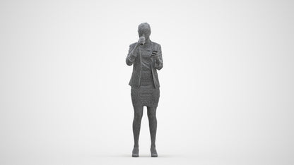 realistic 3D human woman business, archviz people FBX OBJ for Blender, three-quarter front view render