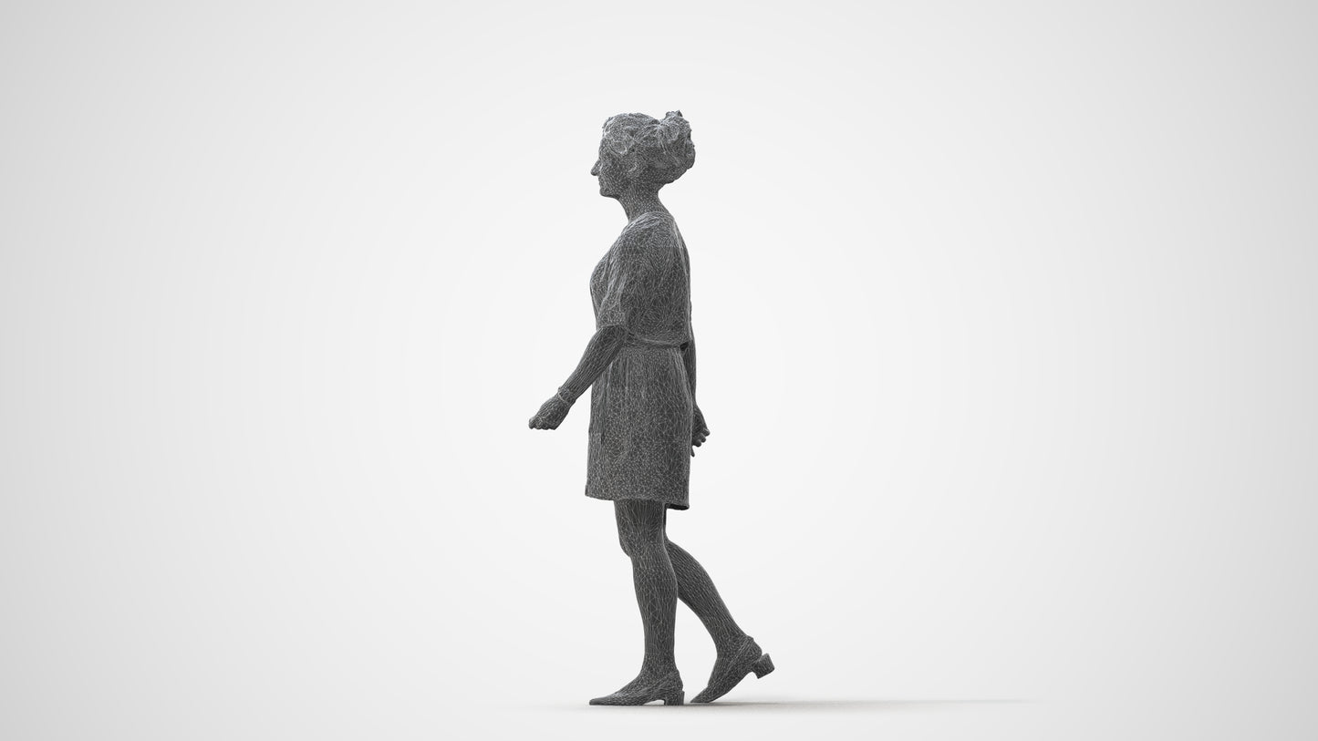 3D people model woman casual walking, scanned human for 3ds Max rendering, square thumbnail