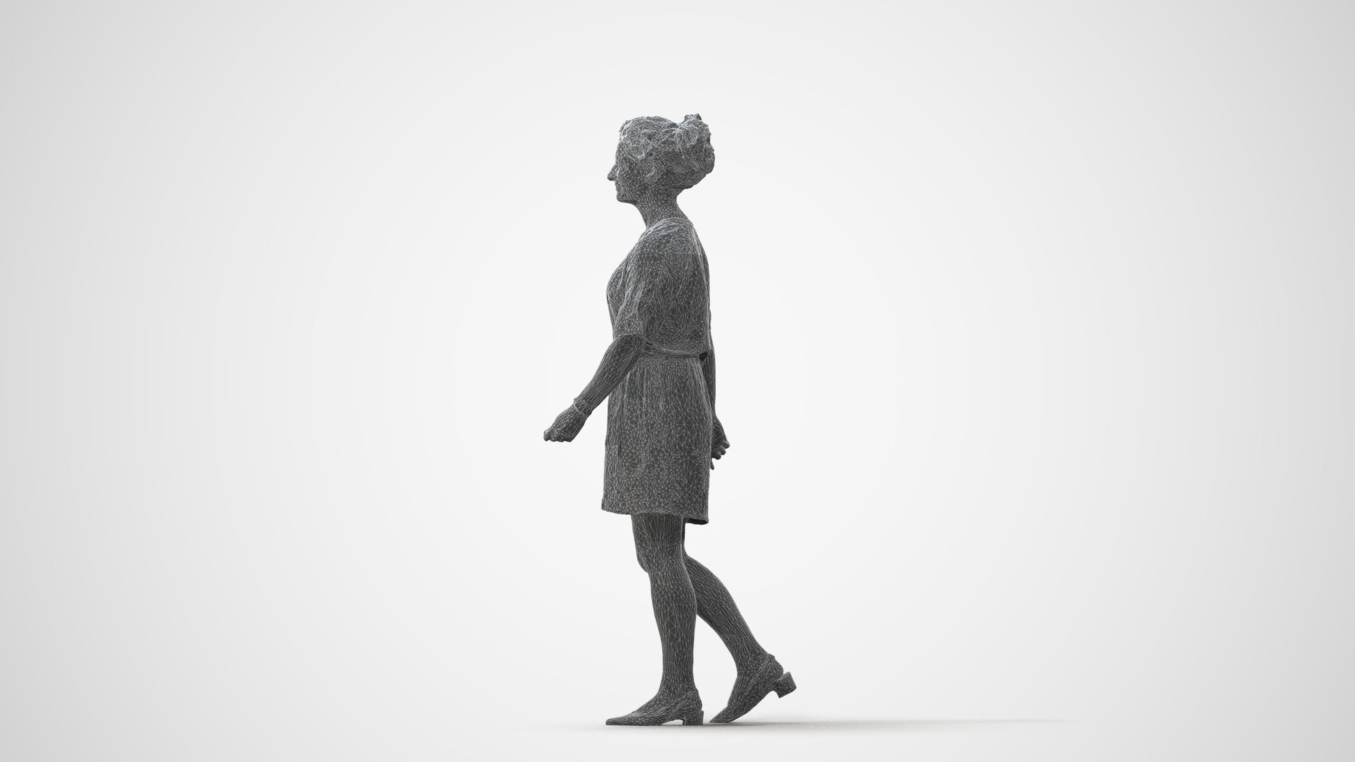 3D people model woman casual walking, scanned human for 3ds Max rendering, square thumbnail