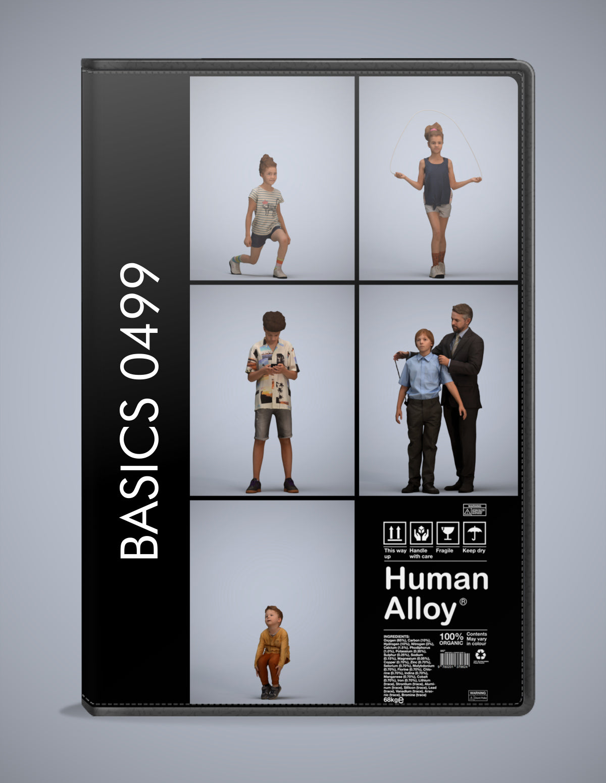 5x realistic 3D people kids pack, scanned archviz collection for Blender and 3ds Max
